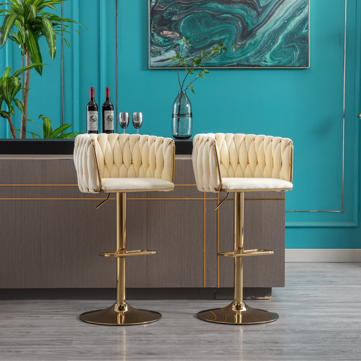 Buy farmhouse furniture Siena Oro Mediterranean Leather Bar Stools – Set of 2 - Modern Cottage Farmhouse Furniture