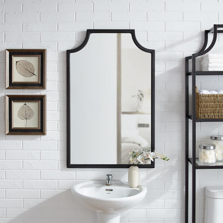 Buy farmhouse furniture Aimee Bathroom Mirror | Oil-Rubbed Bronze Pagoda Frame | Farmhouse Wall Mirror - Modern Cottage Farmhouse Furniture