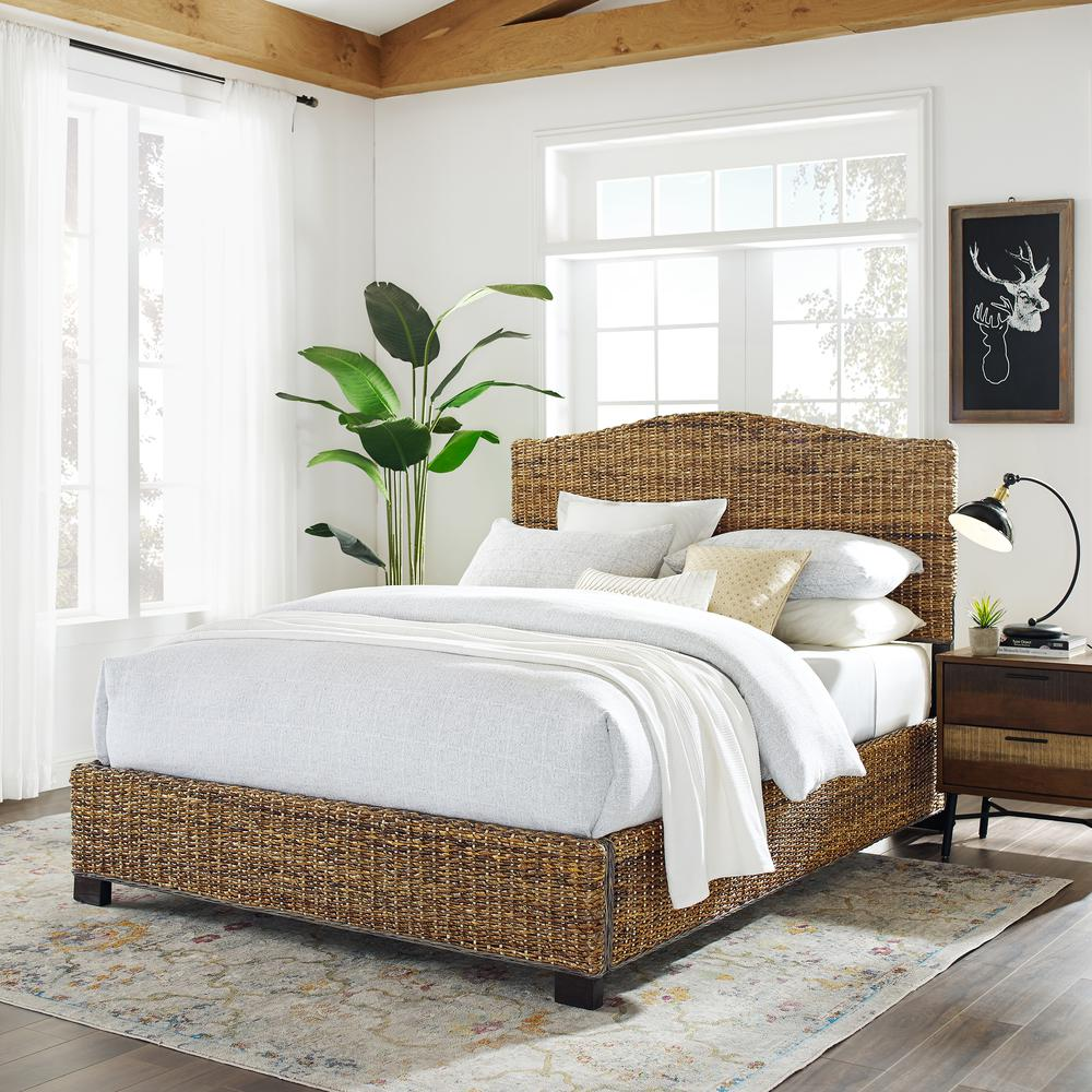 Buy farmhouse furniture Kalafati | Banana leaf Mediterranean Farmhouse Woven Textured Queen Bed - Modern Cottage Farmhouse Furniture