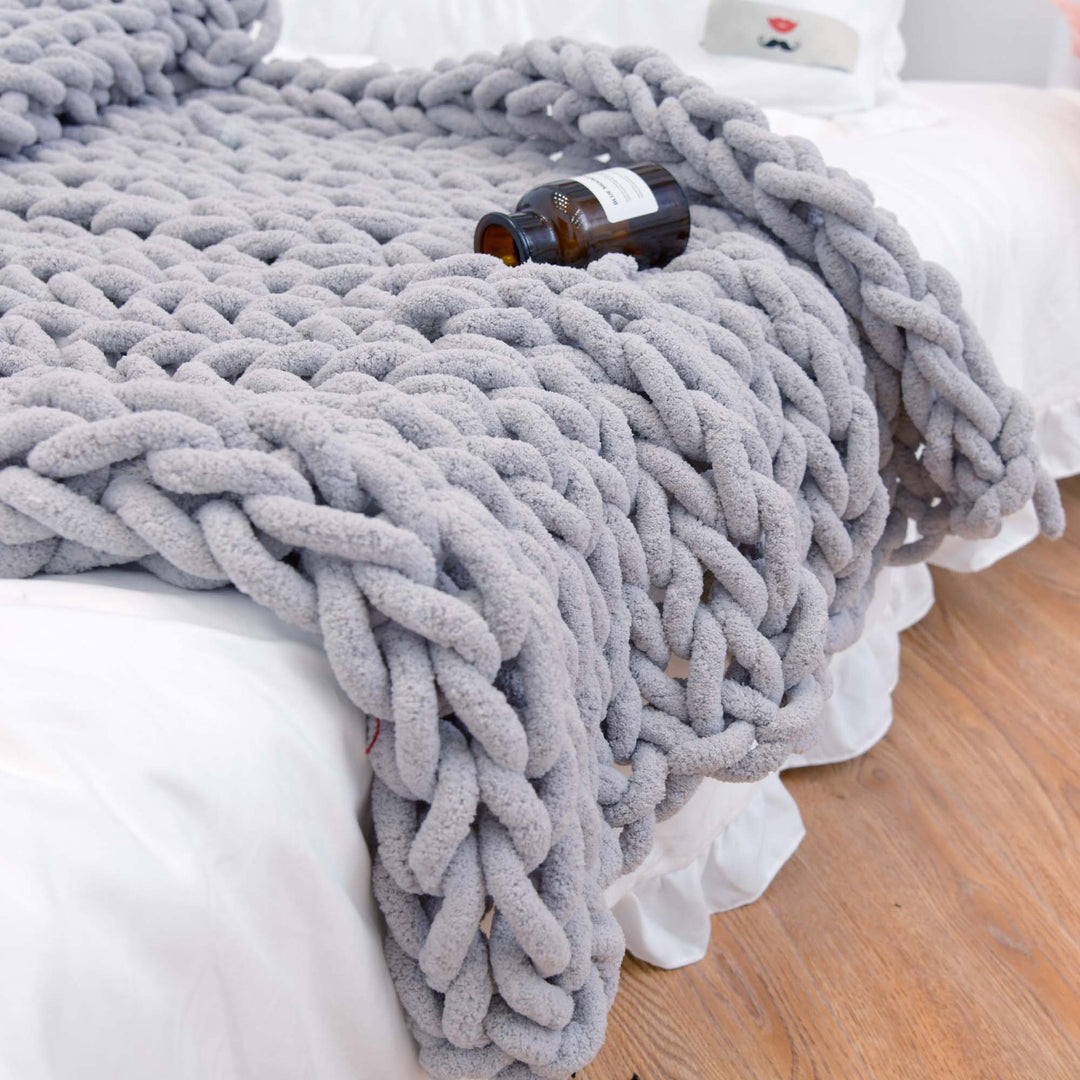 Buy farmhouse furniture Handmade Thick Beige Brown Modern Farmhouse Cottage Throw Blanket - Modern Cottage Farmhouse Furniture