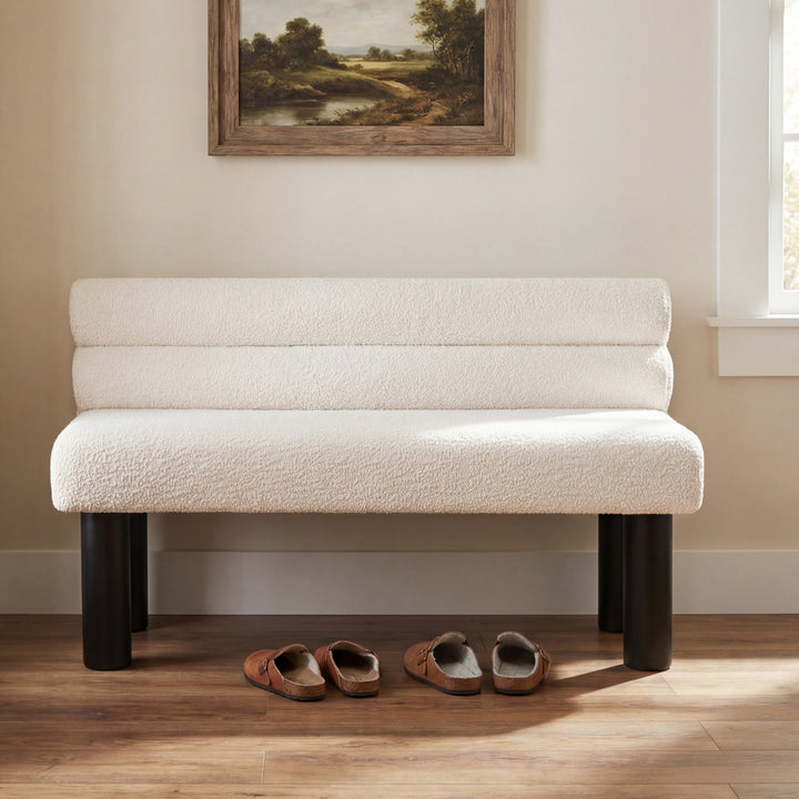 Buy farmhouse furniture Aravella Beige Upholstered Bench | Dining, Entryway &amp; Bedroom Bench | Supports 300 lbs | 51.77" - Modern Cottage Farmhouse Furniture