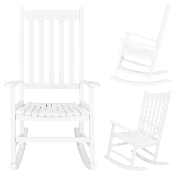 Buy farmhouse furniture Savannah White Wood Rocking Chair | Classic Farmhouse Porch &amp; Patio Rocker - Modern Cottage Farmhouse Furniture