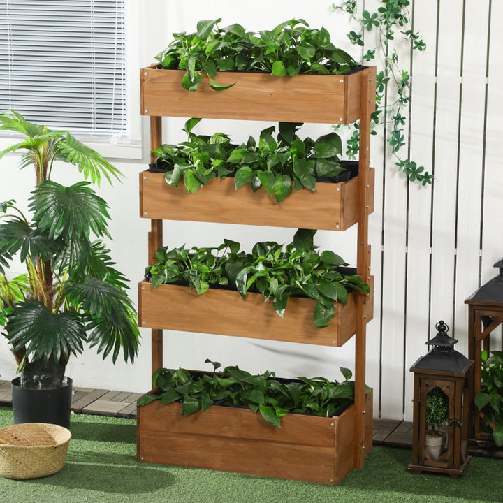 Buy farmhouse furniture Mediterranean 4 Tier Raised Garden Wooden Planter Box - Modern Cottage Farmhouse Furniture