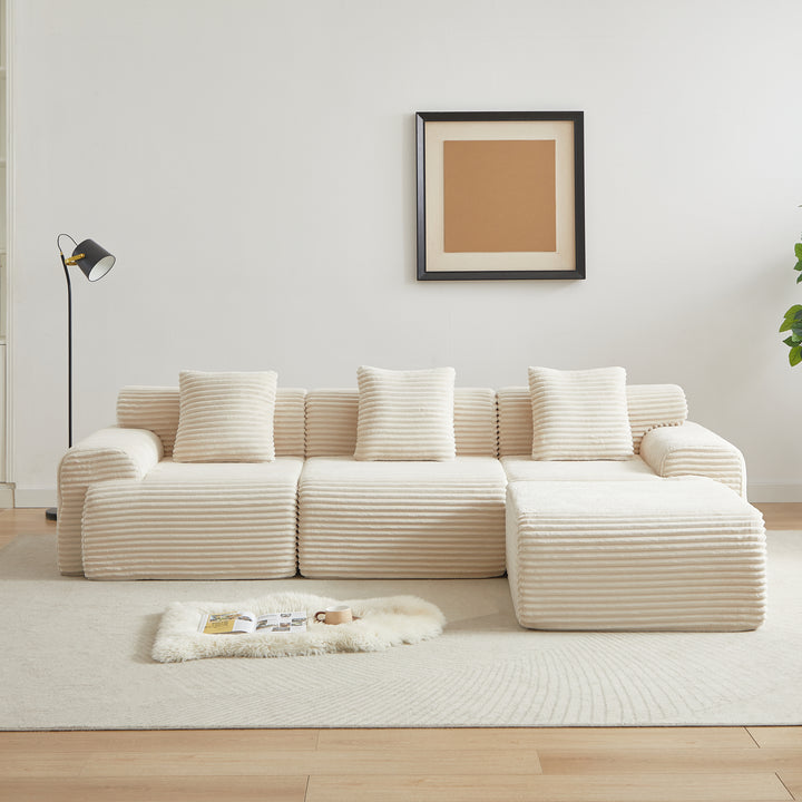 Buy farmhouse furniture Best Farmhouse Modular Sofa | 114-inch Cottage Farmhouse Corduroy Boneless Couch - Modern Cottage Farmhouse Furniture