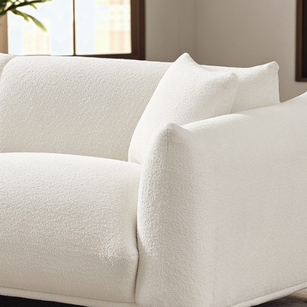 Buy farmhouse furniture Emma Mid Century Modern Luxury Cream Boucle Sofa - Modern Cottage Farmhouse Furniture