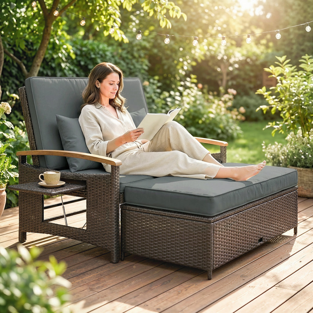 Buy farmhouse furniture Gray Rattan &amp; Wood Armrest European Farmhouse Style Sofa Couch Sectional Daybed - Modern Cottage Farmhouse Furniture