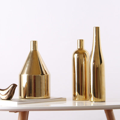 Buy farmhouse furniture Le Locri | Modern Mediterranean Gold Luxury Vase - Modern Cottage Farmhouse Furniture