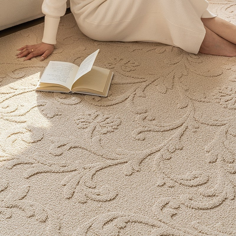 Buy farmhouse furniture Oak &amp; Ember | Large Beige Modern Farmhouse Cottage Area Rug By Artisan Blooms - Modern Cottage Farmhouse Furniture