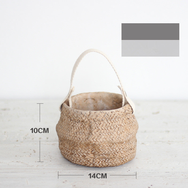 Buy farmhouse furniture Mediterranean Coast Woven Flower Pot Basket - Modern Cottage Farmhouse Furniture