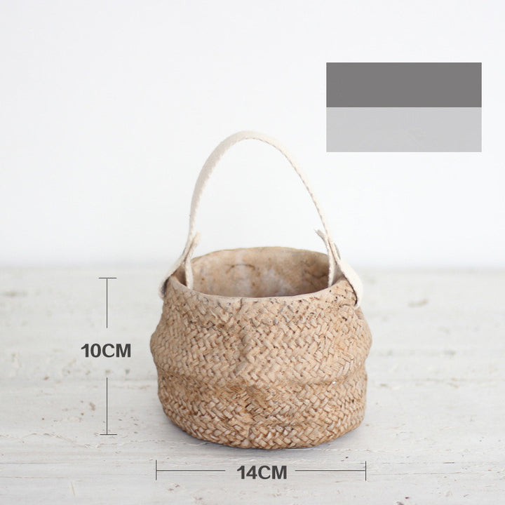 Buy farmhouse furniture Mediterranean Coast Woven Flower Pot Basket - Modern Cottage Farmhouse Furniture