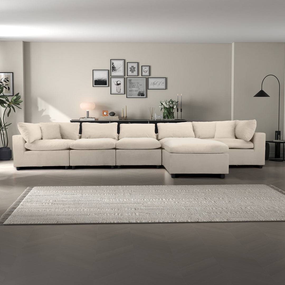 Buy farmhouse furniture Hayward Ivory Velvet Modular Sectional Sofa - Modern Cottage Farmhouse Furniture