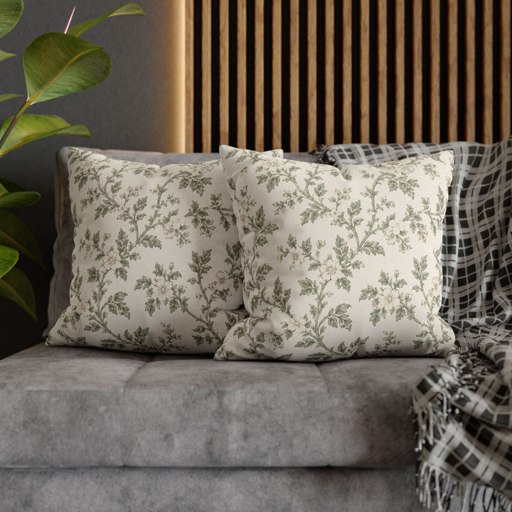 Cream &amp; Sage Floral Pillowcase By. Artisan Blooms