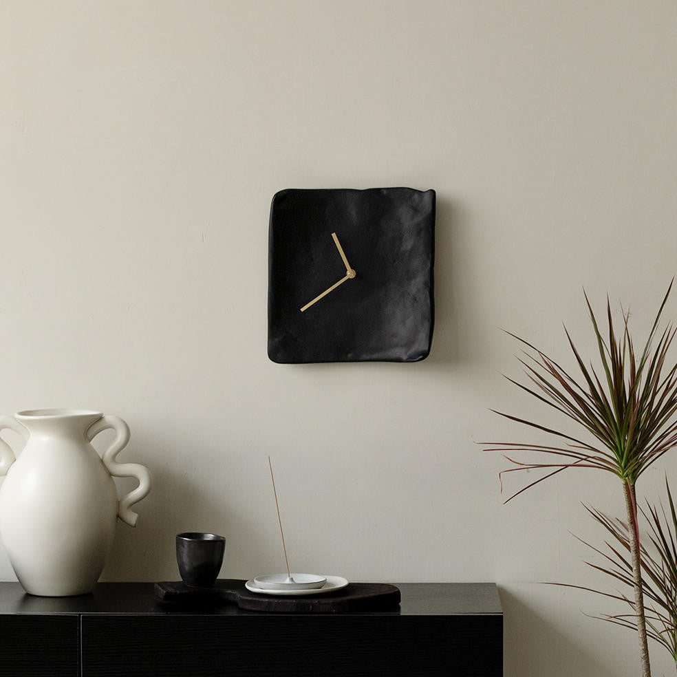 Buy farmhouse furniture Santorini Black Stone Mediterranean Luxury Minimalist Wall Clock - Modern Cottage Farmhouse Furniture