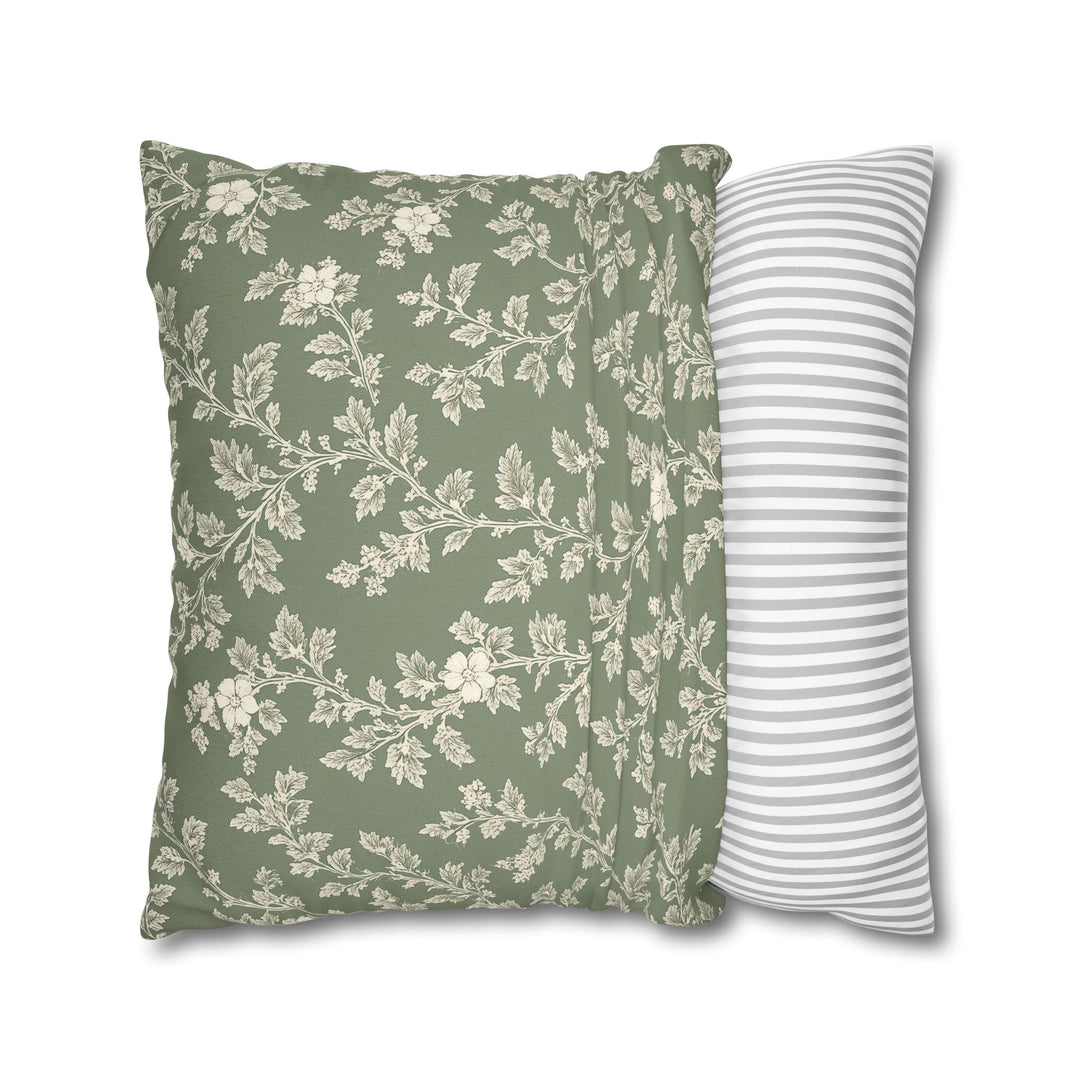 Clover Hill - Cream &amp; Sage Floral Pillowcase By. Artisan Blooms