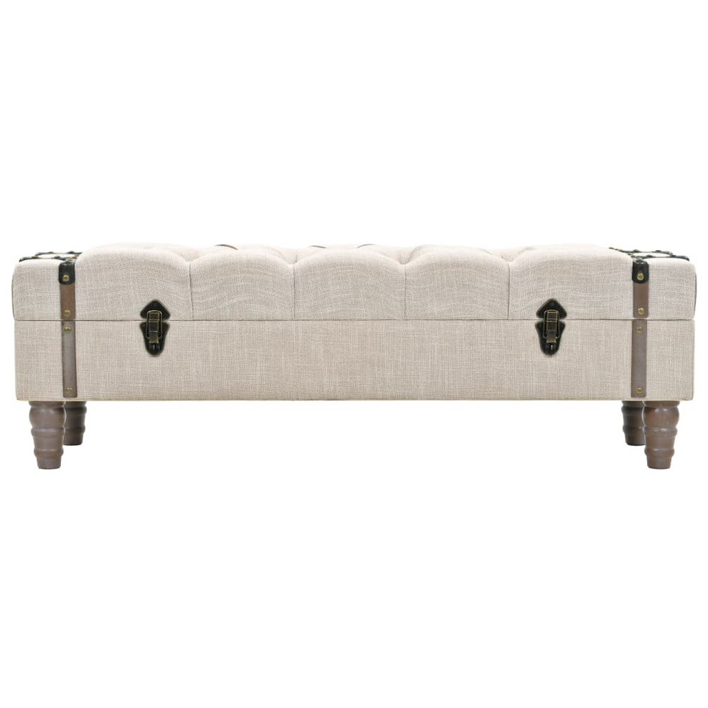 Buy farmhouse furniture Storage Bench 43.7" Cream Solid Wood Fir&Fabric - Modern Cottage Farmhouse Furniture