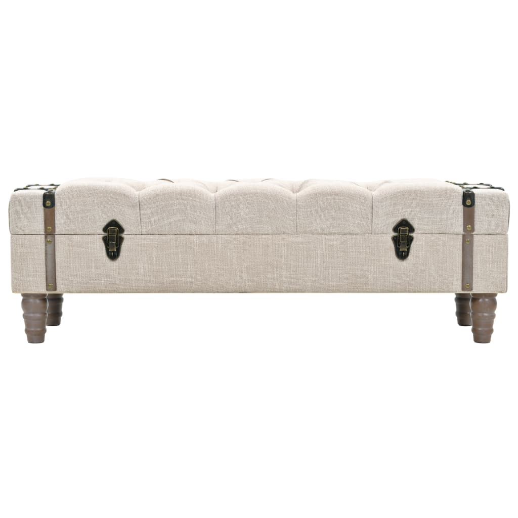 Buy farmhouse furniture Storage Bench 43.7" Cream Solid Wood Fir&amp;Fabric - Modern Cottage Farmhouse Furniture