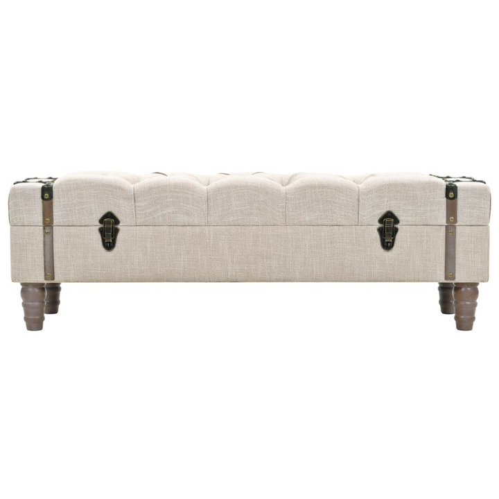 Buy farmhouse furniture Storage Bench 43.7" Cream Solid Wood Fir&amp;Fabric - Modern Cottage Farmhouse Furniture