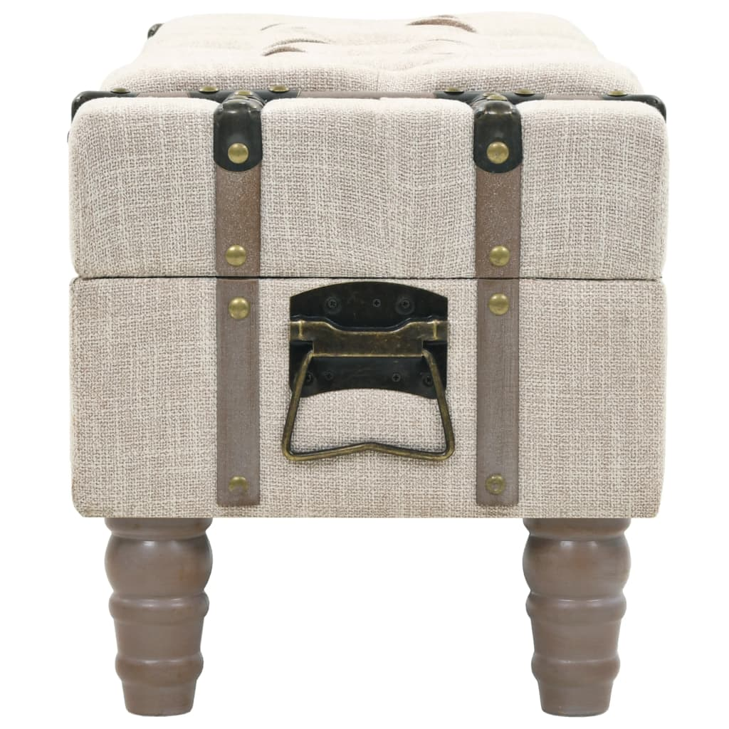 Buy farmhouse furniture Storage Bench 43.7" Cream Solid Wood Fir&amp;Fabric - Modern Cottage Farmhouse Furniture