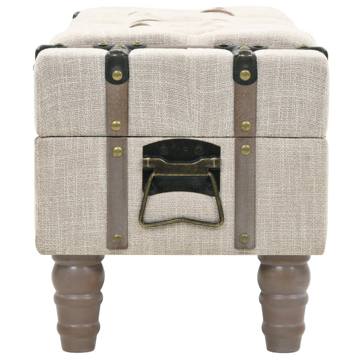 Buy farmhouse furniture Storage Bench 43.7" Cream Solid Wood Fir&amp;Fabric - Modern Cottage Farmhouse Furniture
