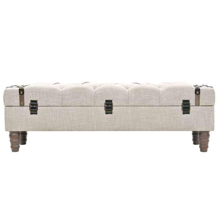 Buy farmhouse furniture Storage Bench 43.7" Cream Solid Wood Fir&amp;Fabric - Modern Cottage Farmhouse Furniture