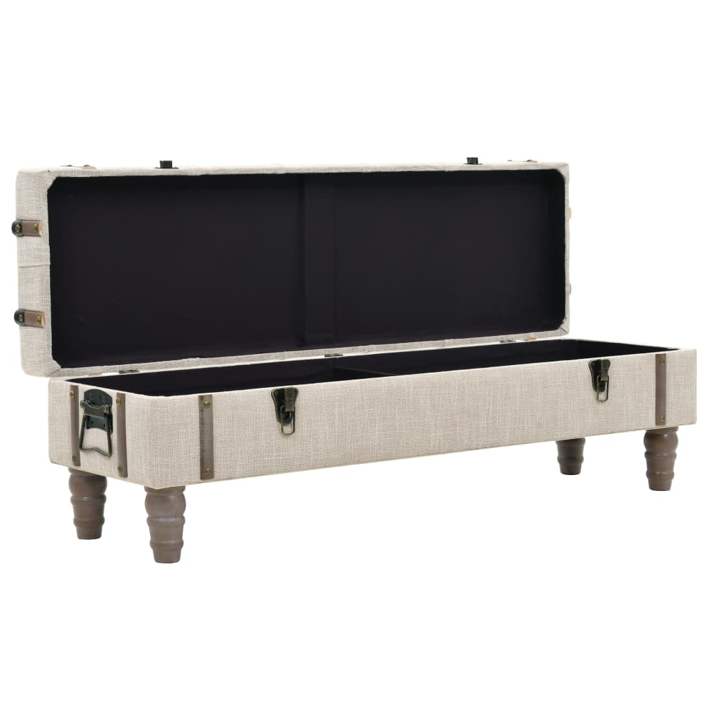 Buy farmhouse furniture Storage Bench 43.7" Cream Solid Wood Fir&amp;Fabric - Modern Cottage Farmhouse Furniture