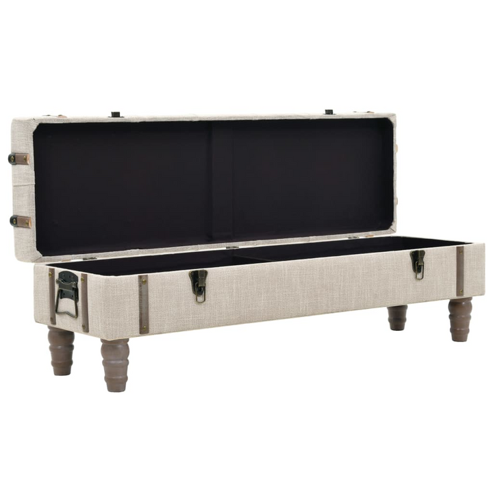 Buy farmhouse furniture Storage Bench 43.7" Cream Solid Wood Fir&amp;Fabric - Modern Cottage Farmhouse Furniture