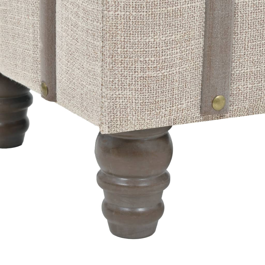 Buy farmhouse furniture Storage Bench 43.7" Cream Solid Wood Fir&amp;Fabric - Modern Cottage Farmhouse Furniture