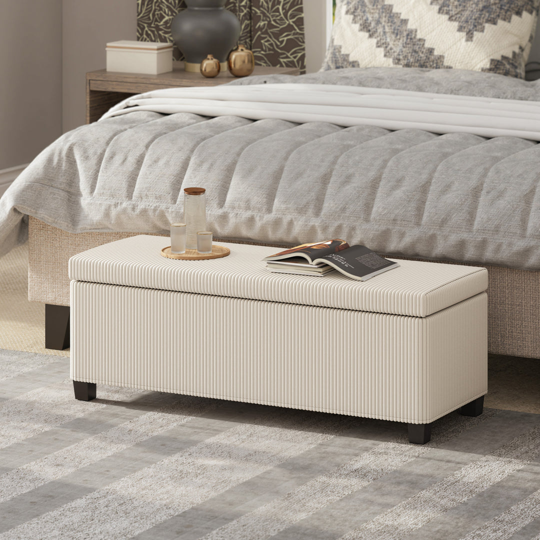 Buy farmhouse furniture Beige Mediterranean Modern Large Bed Ottoman With Storage - Modern Cottage Farmhouse Furniture