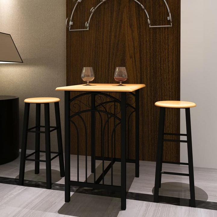 Buy farmhouse furniture Compact Black Dining Set for 2 | Modern Breakfast Table with Rectangular Stools - Modern Cottage Farmhouse Furniture