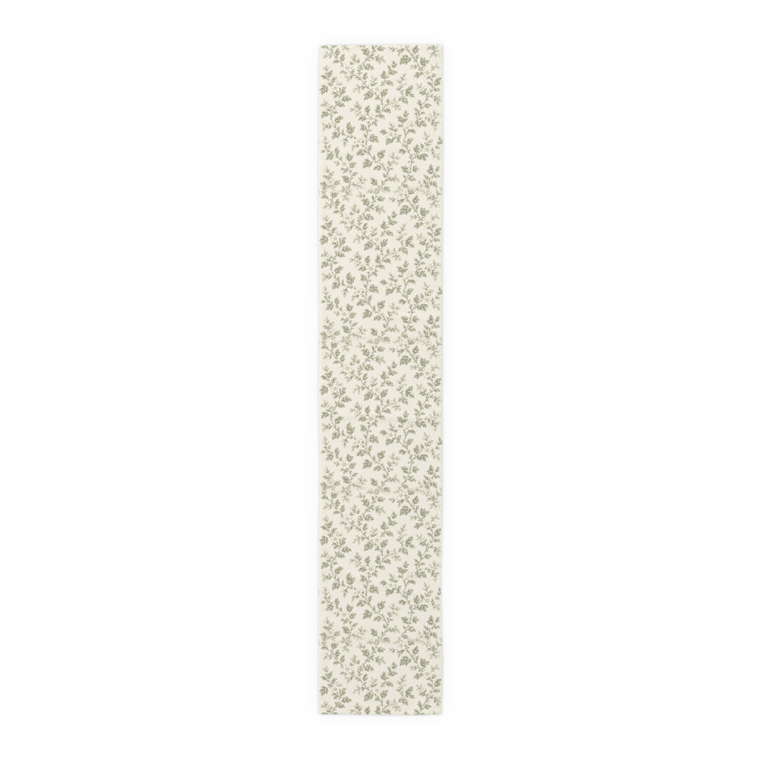 Buy farmhouse furniture Sage &amp; Cream Cotton-Poly Table Runner — Sage Green Floral Dining - Modern Cottage Farmhouse Furniture
