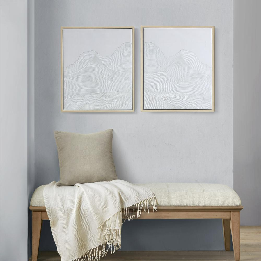 Buy farmhouse furniture White Textured Abstract 2-piece Framed Canvas Wall Art Set - Modern Cottage Farmhouse Furniture