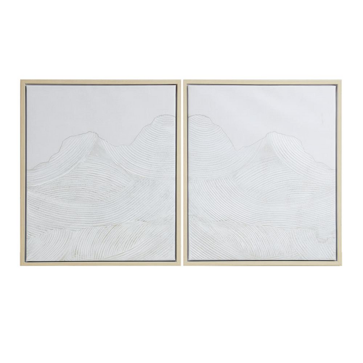 Buy farmhouse furniture White Textured Abstract 2-piece Framed Canvas Wall Art Set - Modern Cottage Farmhouse Furniture