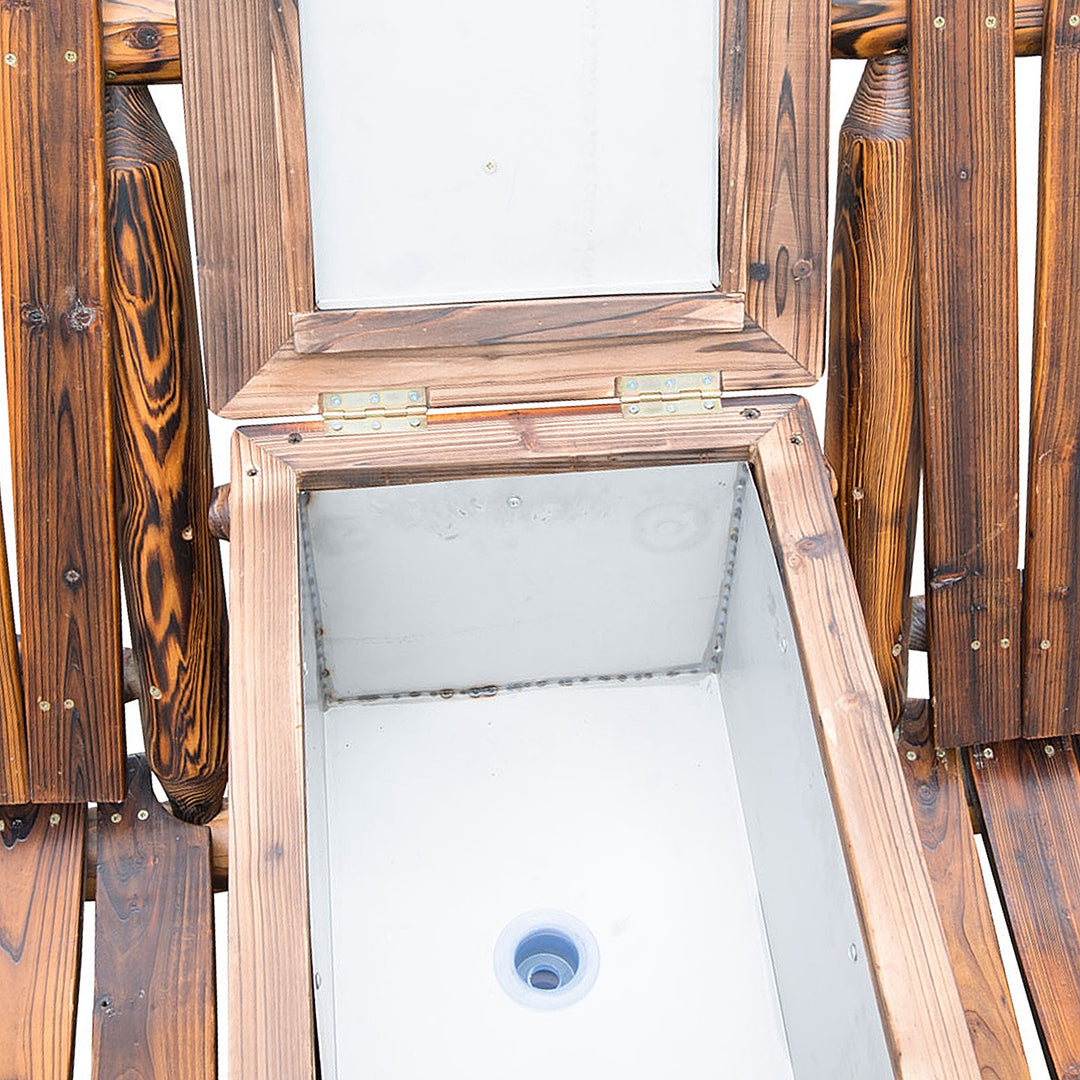 Buy farmhouse furniture Rustic Brown Double Wooden Farmhouse Country Chair with Ice Bucket - Modern Cottage Farmhouse Furniture
