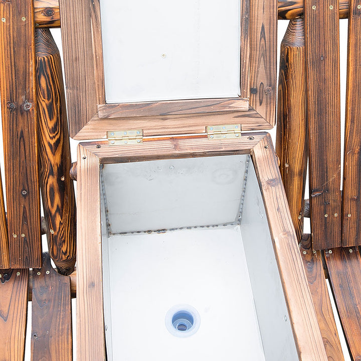 Buy farmhouse furniture Rustic Brown Double Wooden Farmhouse Country Chair with Ice Bucket - Modern Cottage Farmhouse Furniture