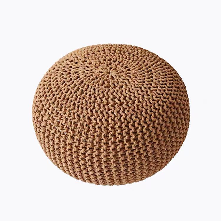 Buy farmhouse furniture Handwoven Artisan Modern Round Mediterranean Round Ottoman - Modern Cottage Farmhouse Furniture