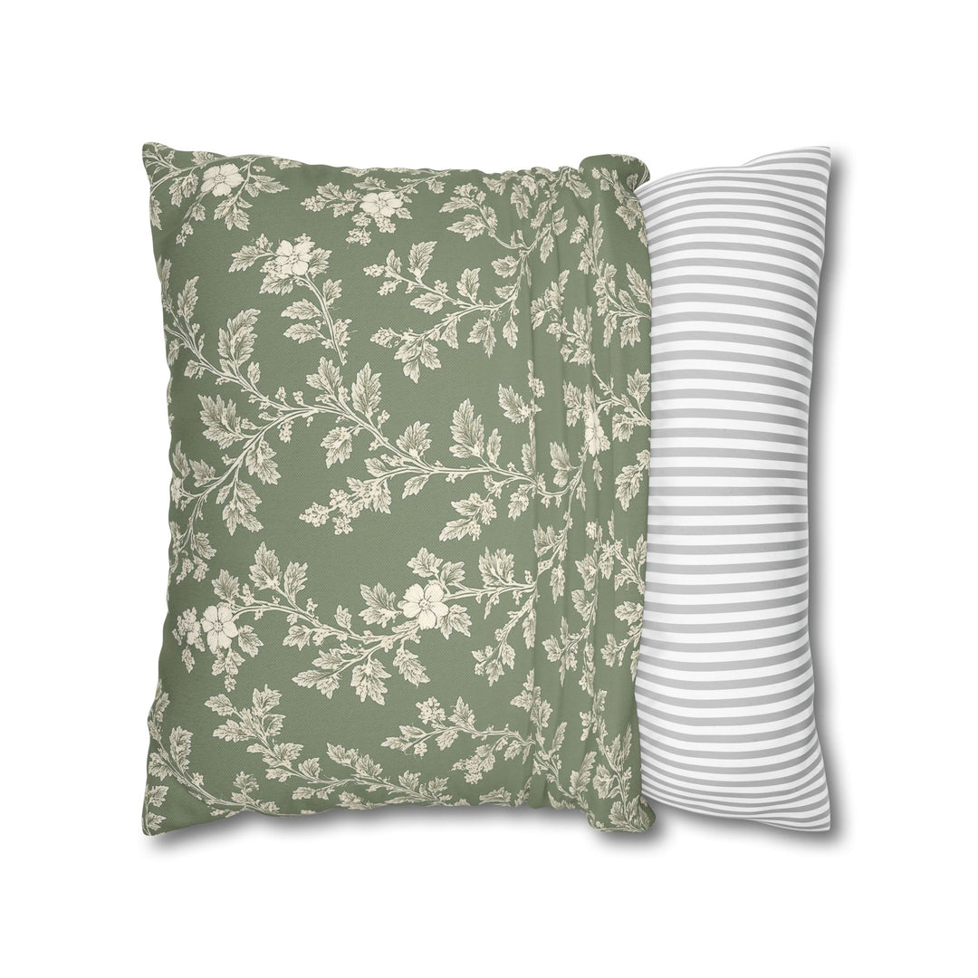 Clover Hill - Cream &amp; Sage Floral Pillowcase By. Artisan Blooms