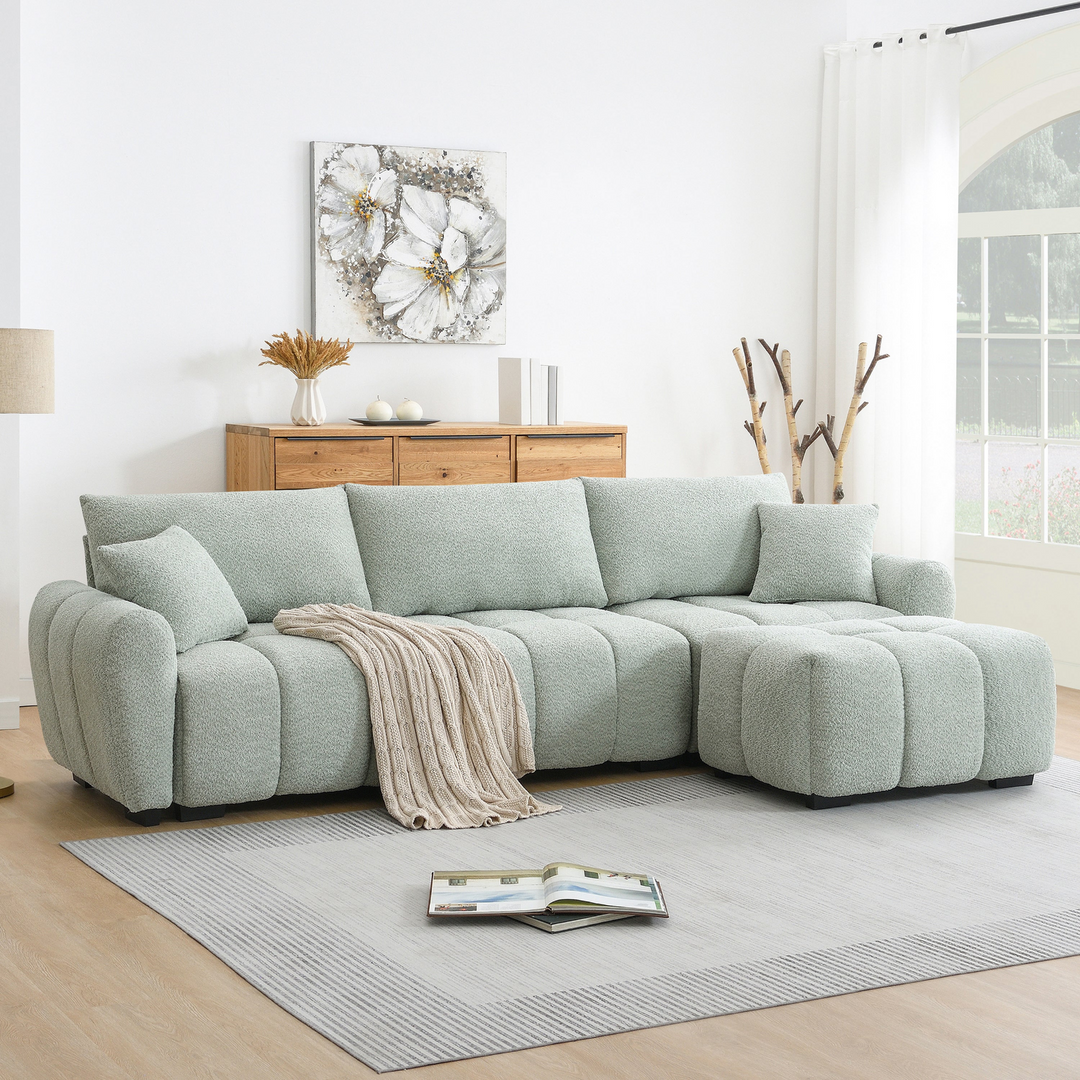 Buy farmhouse furniture The La Riviera Modular Mediterranean Sectional Sofa with Movable Ottoman - Modern Cottage Farmhouse Furniture