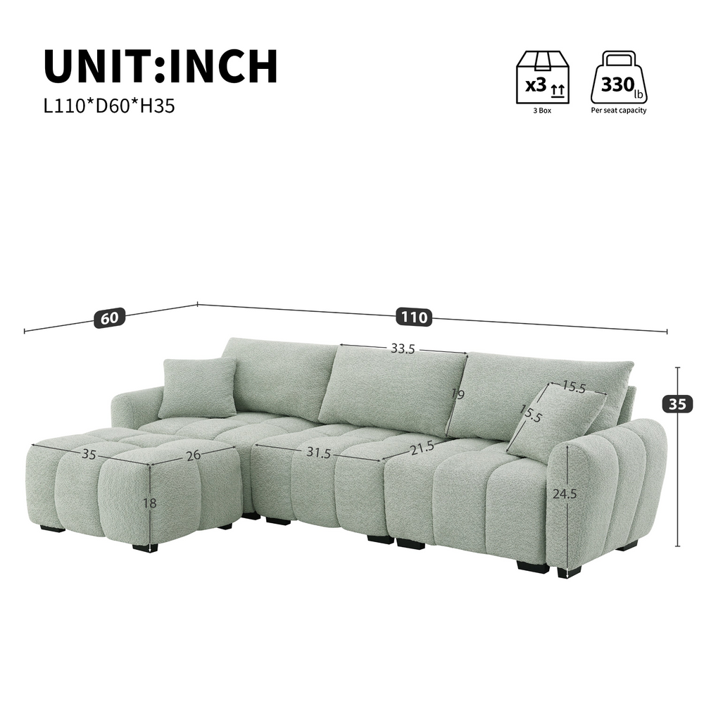 Buy farmhouse furniture The La Riviera Modular Mediterranean Sectional Sofa with Movable Ottoman - Modern Cottage Farmhouse Furniture