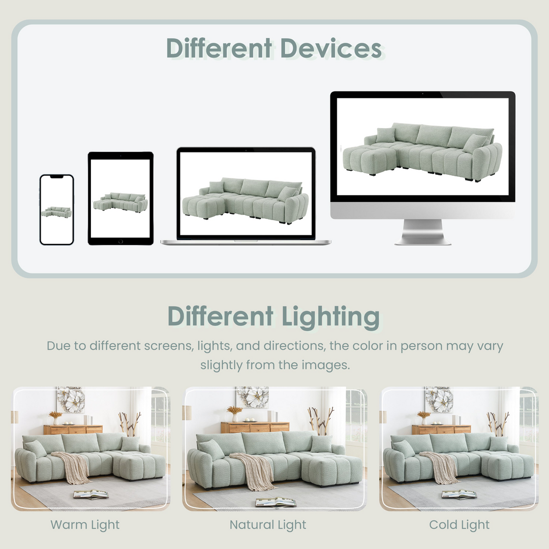 Buy farmhouse furniture The La Riviera Modular Mediterranean Sectional Sofa with Movable Ottoman - Modern Cottage Farmhouse Furniture