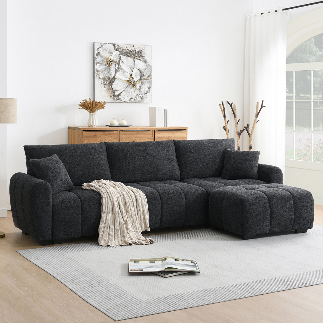 Buy farmhouse furniture The La Riviera Modular Mediterranean Sectional Sofa with Movable Ottoman - Modern Cottage Farmhouse Furniture