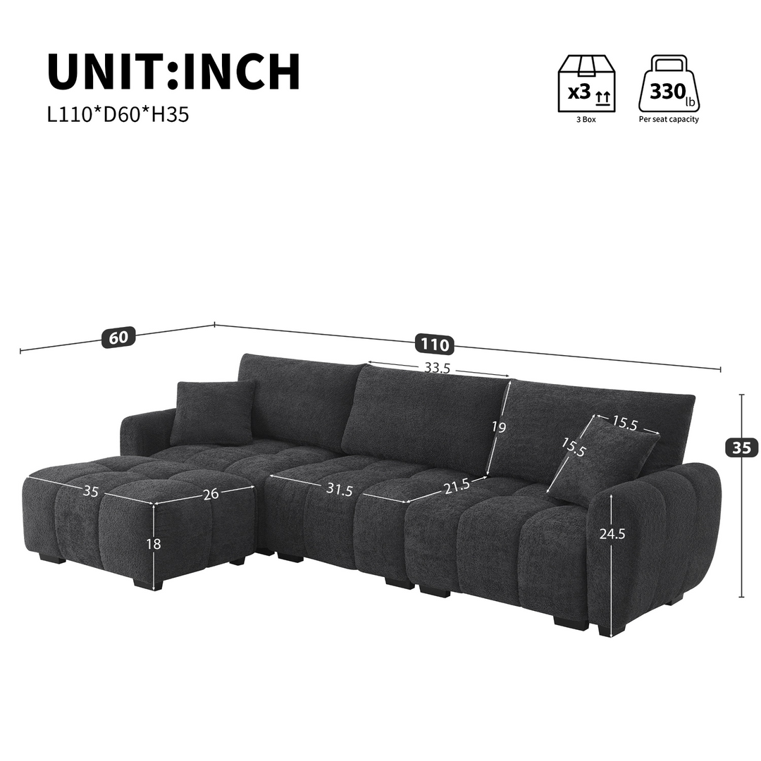 Buy farmhouse furniture The La Riviera Modular Mediterranean Sectional Sofa with Movable Ottoman - Modern Cottage Farmhouse Furniture
