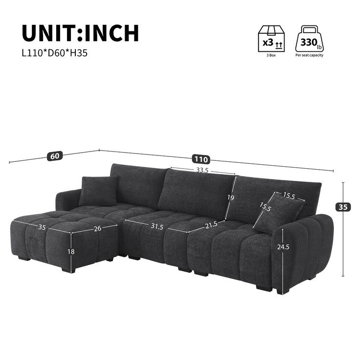 Buy farmhouse furniture The La Riviera Modular Mediterranean Sectional Sofa with Movable Ottoman - Modern Cottage Farmhouse Furniture