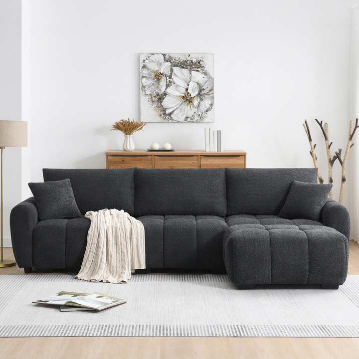 Buy farmhouse furniture The La Riviera Modular Mediterranean Sectional Sofa with Movable Ottoman - Modern Cottage Farmhouse Furniture