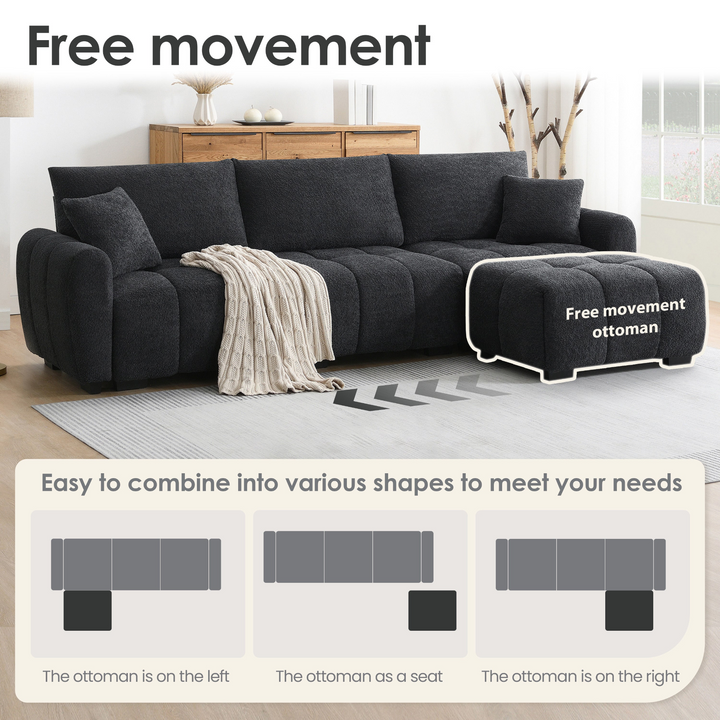 Buy farmhouse furniture The La Riviera Modular Mediterranean Sectional Sofa with Movable Ottoman - Modern Cottage Farmhouse Furniture