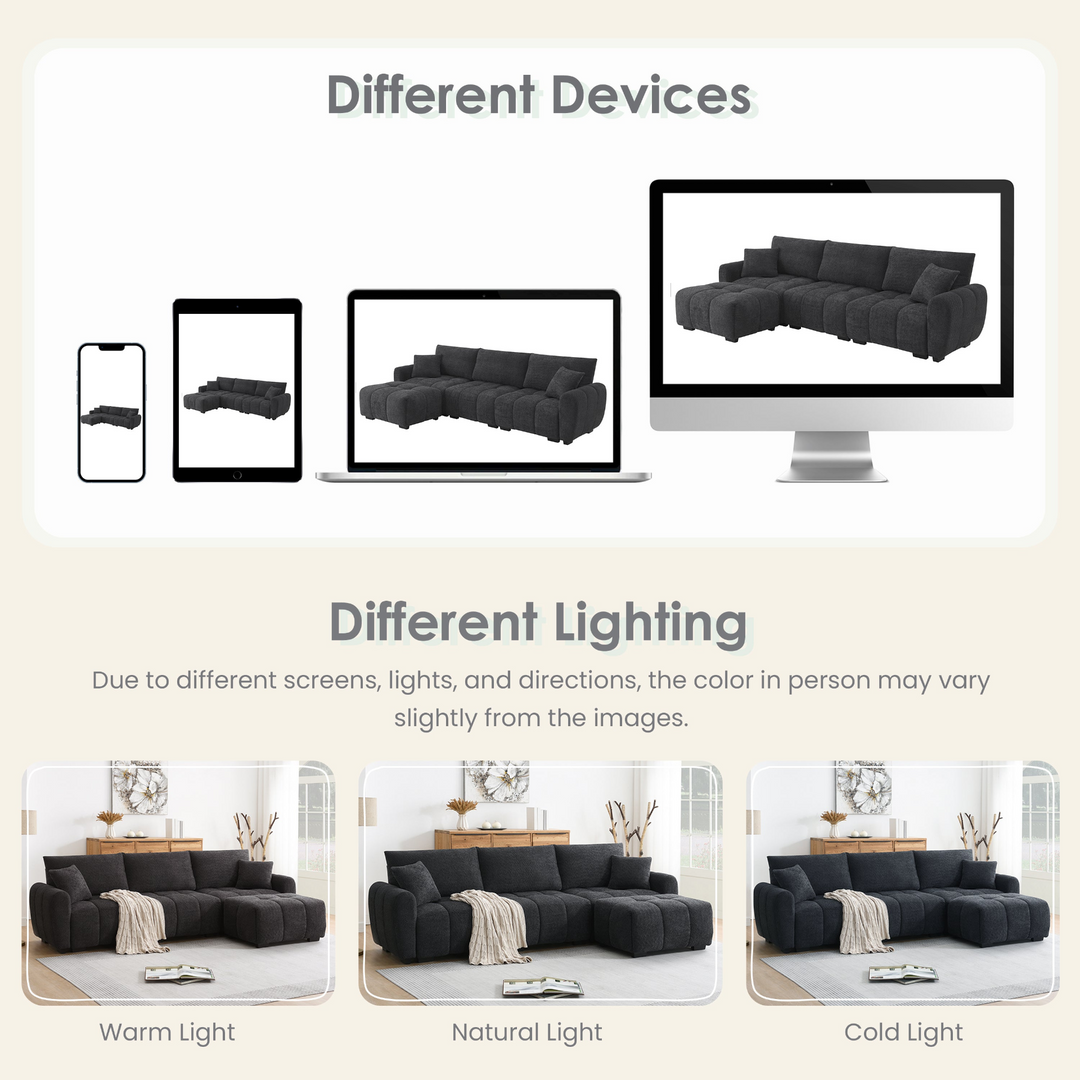 Buy farmhouse furniture The La Riviera Modular Mediterranean Sectional Sofa with Movable Ottoman - Modern Cottage Farmhouse Furniture