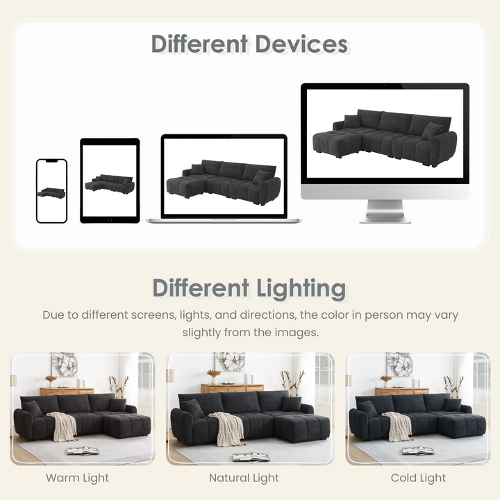 Buy farmhouse furniture The La Riviera Modular Mediterranean Sectional Sofa with Movable Ottoman - Modern Cottage Farmhouse Furniture