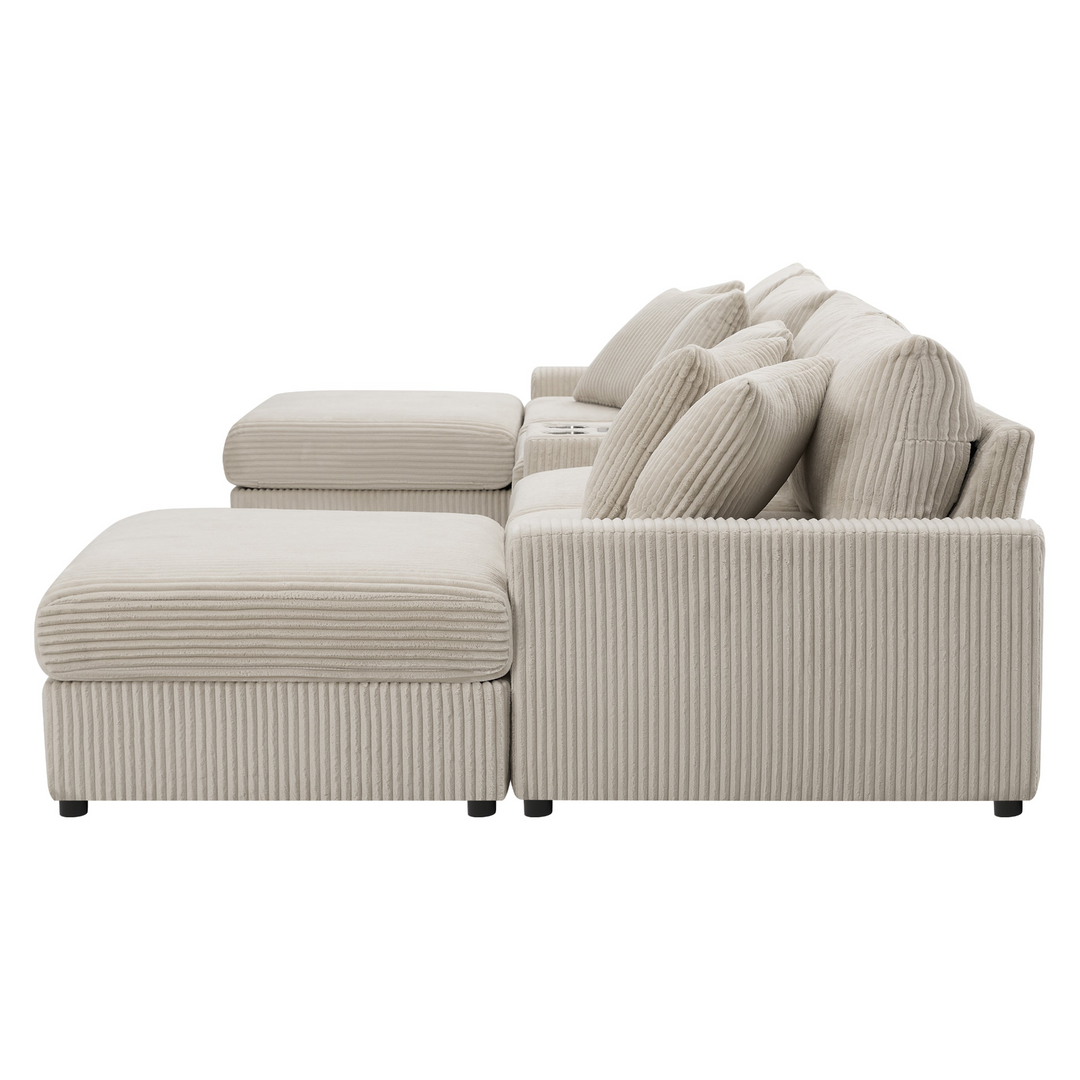 Buy farmhouse furniture Corduroy Sectional Sofa with Bluetooth Speakers - Modern Cottage Farmhouse Furniture