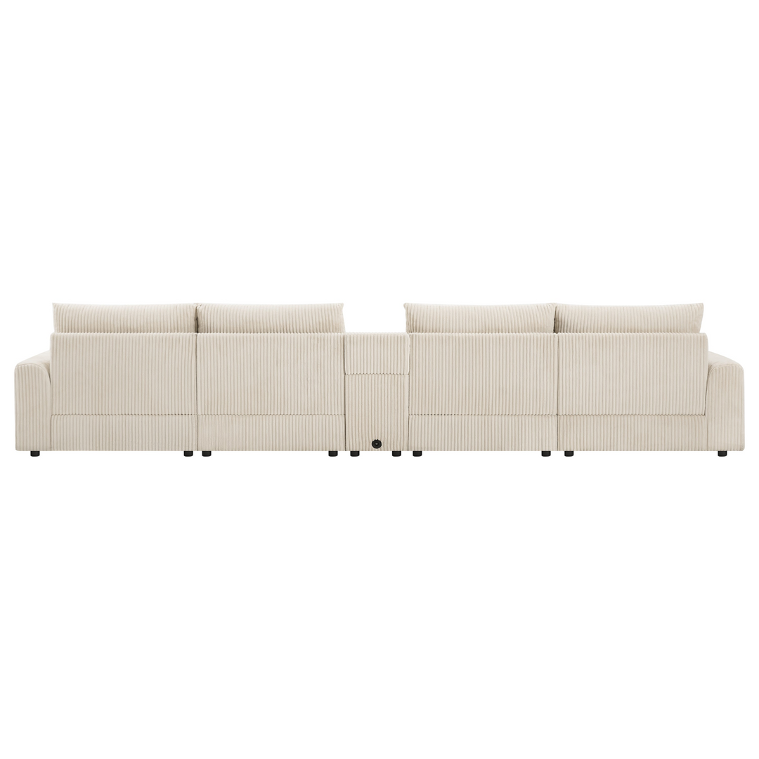 Buy farmhouse furniture Corduroy Sectional Sofa with Bluetooth Speakers - Modern Cottage Farmhouse Furniture