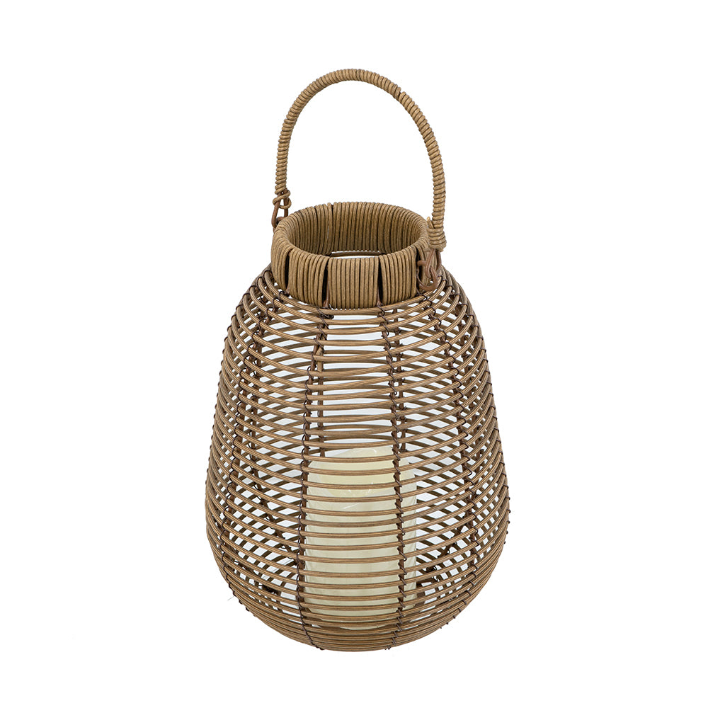 Buy farmhouse furniture Rattan Mediterranean Italian White Lantern with White LED Candle - Modern Cottage Farmhouse Furniture