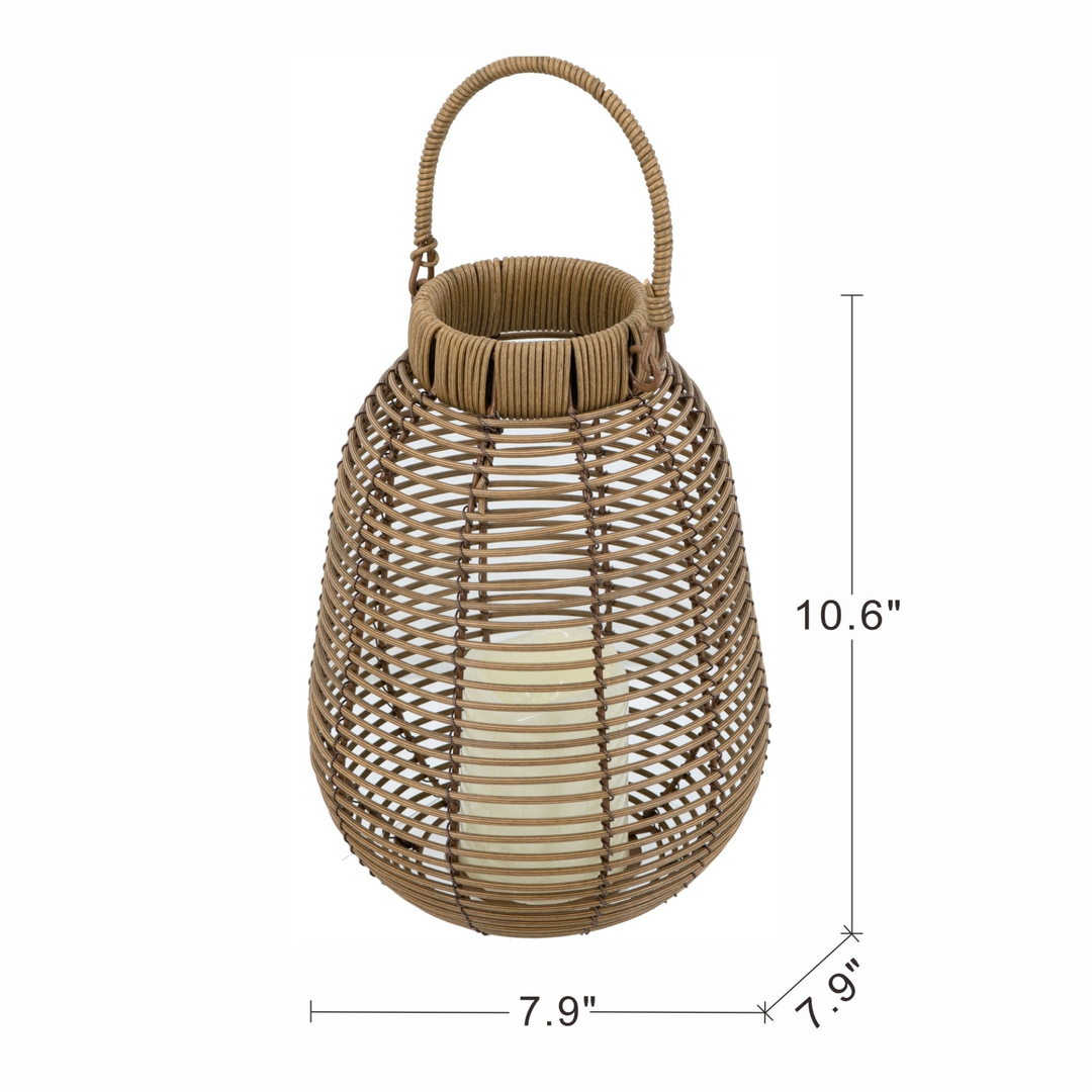 Buy farmhouse furniture Rattan Mediterranean Italian White Lantern with White LED Candle - Modern Cottage Farmhouse Furniture